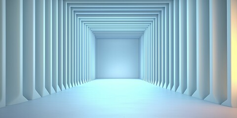Echo chamber, layered sound reflections in a geometric structure, minimalist design
