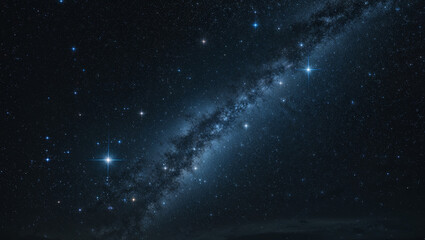 Obraz premium Galactic star trail in deep blue sky filled with brilliant stars