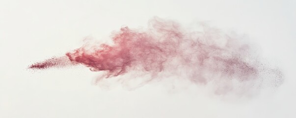 Red powder exploding creating a colorful cloud on white background
