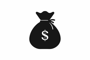 Money Bag Silhouette Vector, Money Bag Clipart, Money bag icon