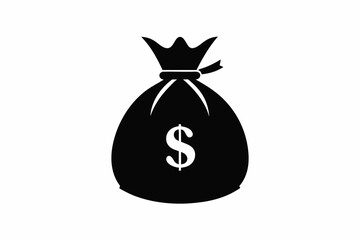 Money Bag Silhouette Vector, Money Bag Clipart, Money bag icon