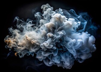Thick Cloud of Smoke on Dark Background - Macro Photography, Atmospheric Effects, Abstract Smoke, Visual Texture, Dark Aesthetics, Mysterious Appearance, Smoke Patterns, High-Resolution Imagery