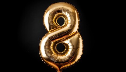 Number 8 in the form of an inflatable balloon on a black background