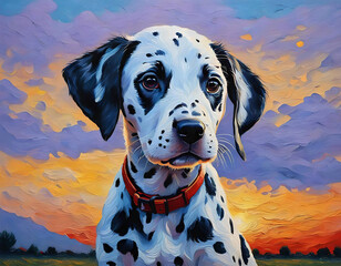 Illustration dalmatien en peinture