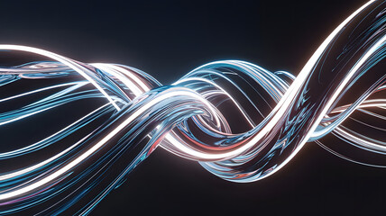 Abstract liquid light: Flowing streams of light, resembling liquid, twisting and merging into complex, colorful patterns.  ( Design element ).