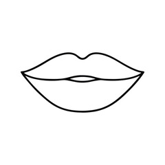 Woman lips icon. Girl's Mouth For Lipstick Makeup. Vector Illustration. Customizable thin line illustration.  Editable stroke.