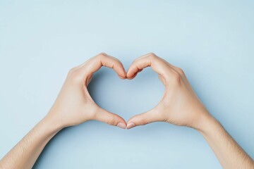 Obraz premium Two hands creating a heart shape, symbolizing unity and affection, illustrated in soft tones with simple details.