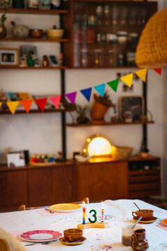 Colorful 3th Birthday Celebration Table With Vibrant Decorations