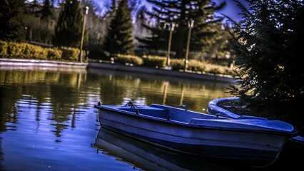 Obraz premium Tranquil Object on Still Waters - Tilt-Shift Photography for Serenity and Peaceful Reflections