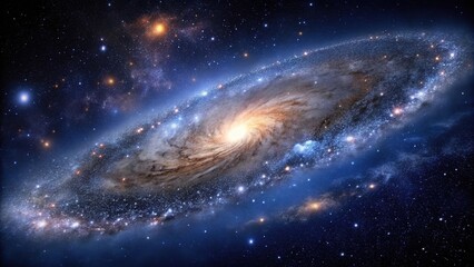 Obraz premium Dark matter galaxy with faint stars and galaxies in the distance, asteroid field, cosmic landscape, space scenery, faint stars, celestial geography