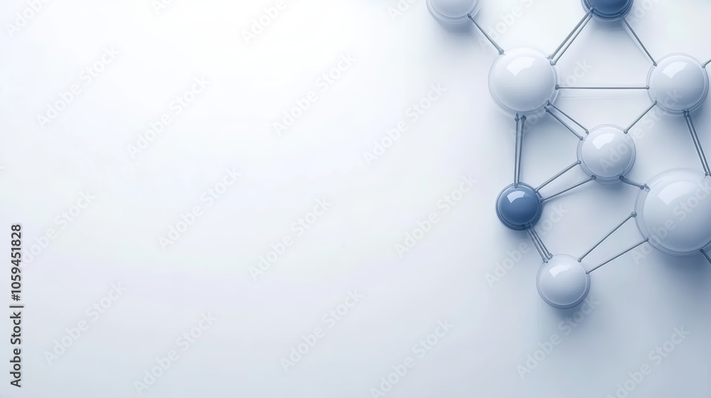 Poster intricate molecule structure on a blue background, deep dive into scientific visualization of molecu