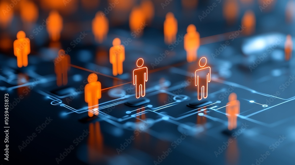 Poster people navigating a digital interface, exploring futuristic technology and seamless user experience 