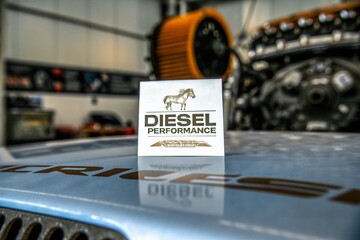 Obraz premium Turbocharger Diesel Horse Logo Business Card Template for Automotive Industry Branding