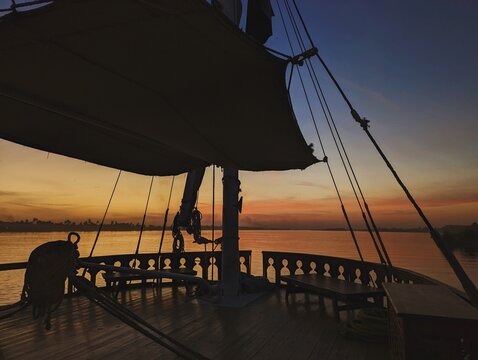 Sunset on a boat in the Nile