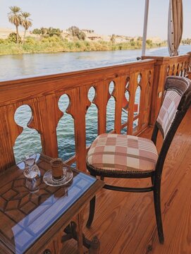 Tea on a table on a boat