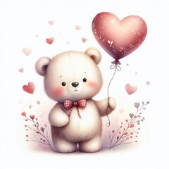 Obraz premium niedlicher Teddybär mit Ballon