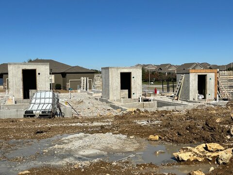 Three tornado safe rooms under construction in Olathe, Kansas. 