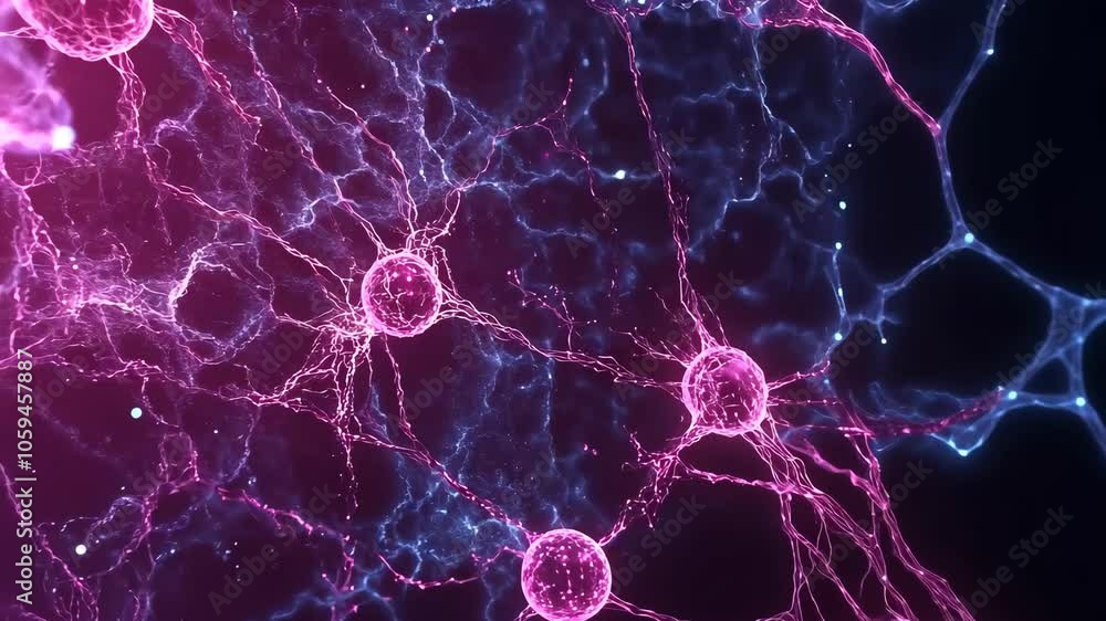 Poster a colorful illustration of a neuron network, showing the intricate connections between brain cells