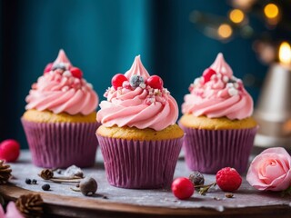 Pink Berry Cupcakes - Festive Holiday Treats