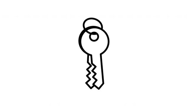Keys line icon. Black color line icon animation. 4K video with transparent background