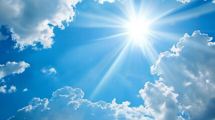 Vibrant Blue Sky with White Clouds for World Ozone Day Awareness