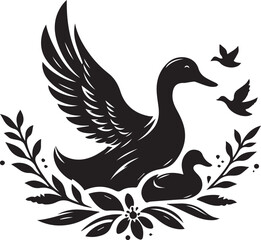 Black and White Image of a Duck: Graceful Simplicity in Monochrome