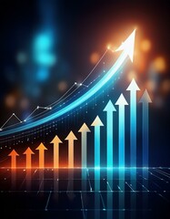 progress or development concept, Business growth, investment profit increase, arrow graph future growth plans, growing sales and revenue, illustration