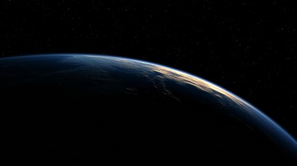 Fototapeta premium Planet earth rotating in space showing sunrise and starry sky