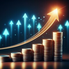 progress or development concept, Business growth, investment profit increase, arrow graph future growth plans, growing sales and revenue, illustration