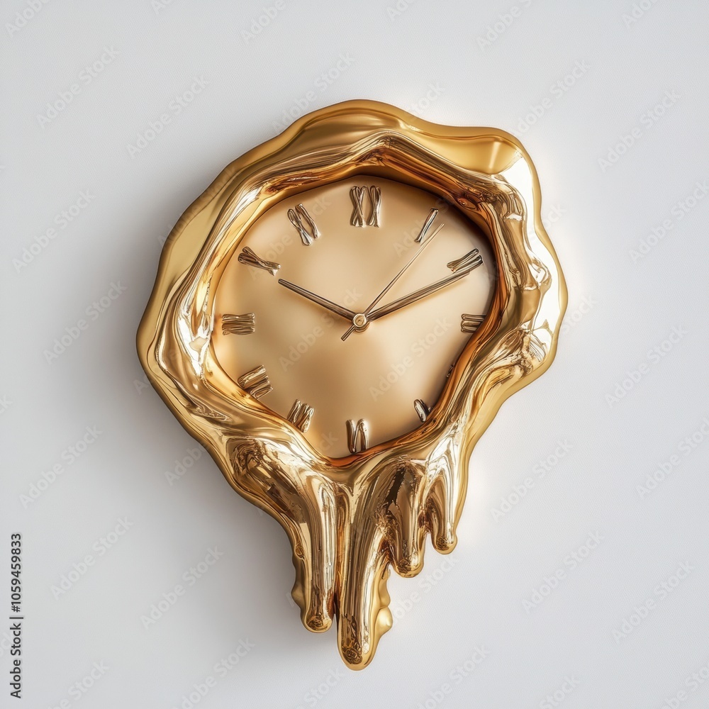 Fototapete this artwork features a clock with melting hands, illustrating the distorted perception of time in a