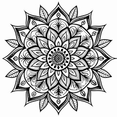 black color floral or Mandala line art
