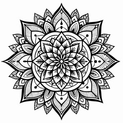 black color floral or Mandala line art

