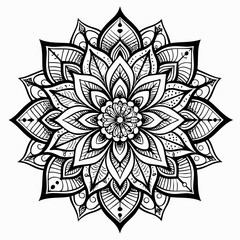 black color floral or Mandala line art
