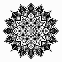 black color floral or Mandala line art
