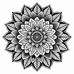 Black and White Geometric Mandala Design