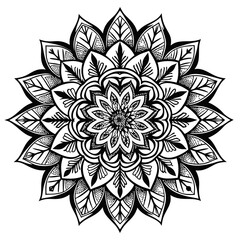 Black and White Geometric Mandala Design