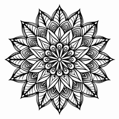 Black and White Geometric Mandala Design