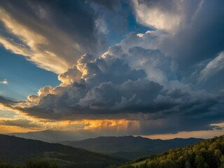 Majestic Storm Clouds over Mountain Range