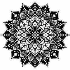 Black and White Geometric Mandala Design