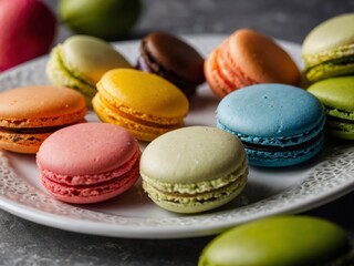 Obraz premium Colorful Macarons on a Plate