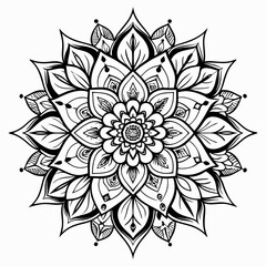 Black and White Geometric Mandala Design