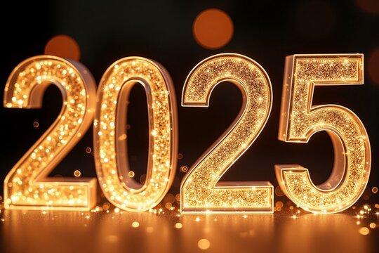 Celebrating the Arrival of 2025 with Sparkling Lights and Festive Joy, Marking New Hope and Promise