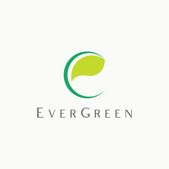 Ever green letter E leaf nature logo design business name ideas icon vector editable 