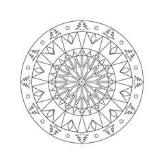 christmas mandala pattern outline for decoration. vector illustration isolated on white background