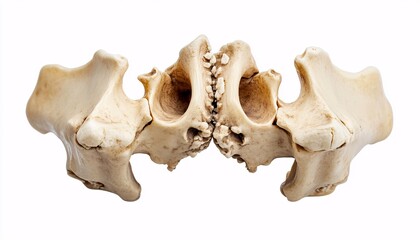 Fototapeta premium Isolated clavicle bone on a solid white background showcasing the intricate structure and features of human bone anatomy.