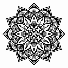 Intricate Black and White Mandala Pattern - Geometric Abstract Art