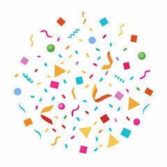 Colorful Confetti and Streamers Pattern on White Background – Festive and Fun Party Design