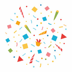 Colorful Confetti and Streamers Pattern on White Background – Festive and Fun Party Design