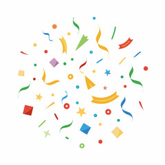 Colorful Confetti and Streamers Pattern on White Background – Festive and Fun Party Design