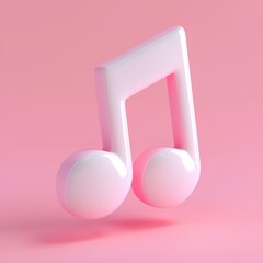 Minimalist Music Note Icon on Pink Background